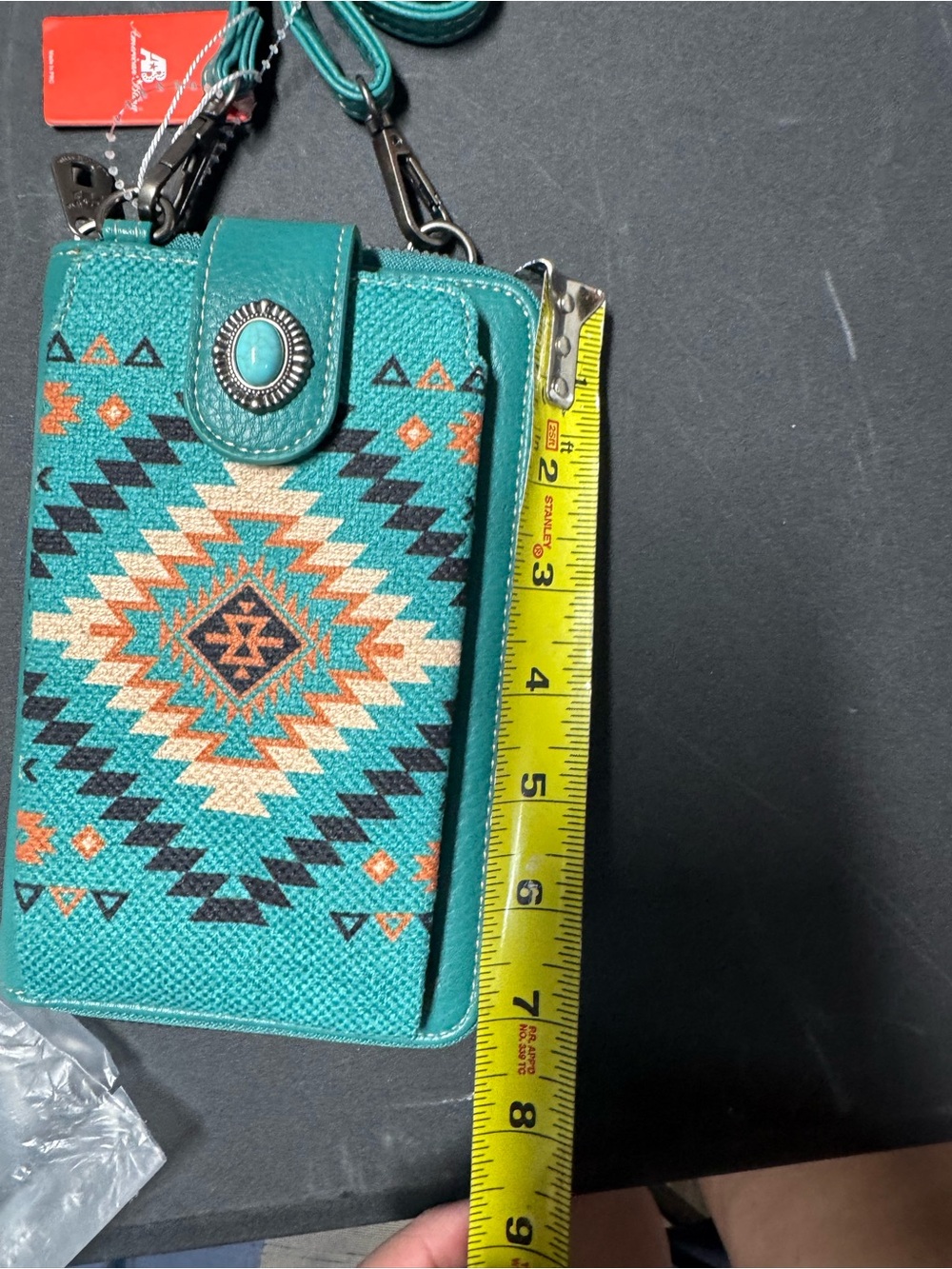 Stanley Teal Aztec Crossbody Wallet with Turquoise Strap - Picture 6 of 7